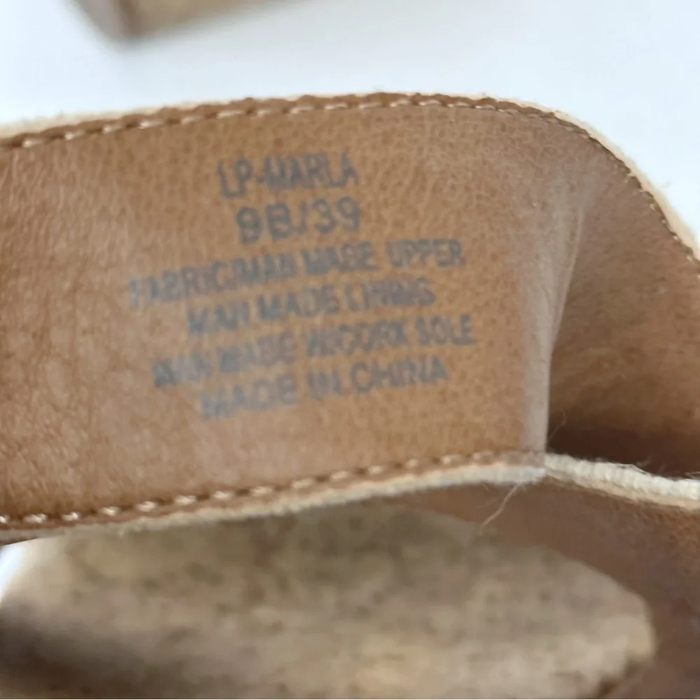 Lucky Brand Marla Cork Wedge Sandals Beige Tan Shoes Elastic Back Size 9 Boho